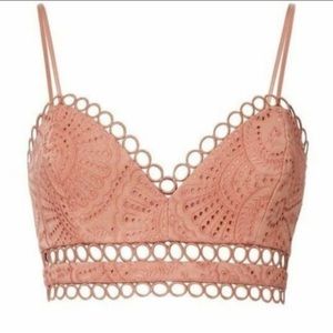 Zimmermann jasper fan bralette bra crop top in nude blush size 0 xs eyelet